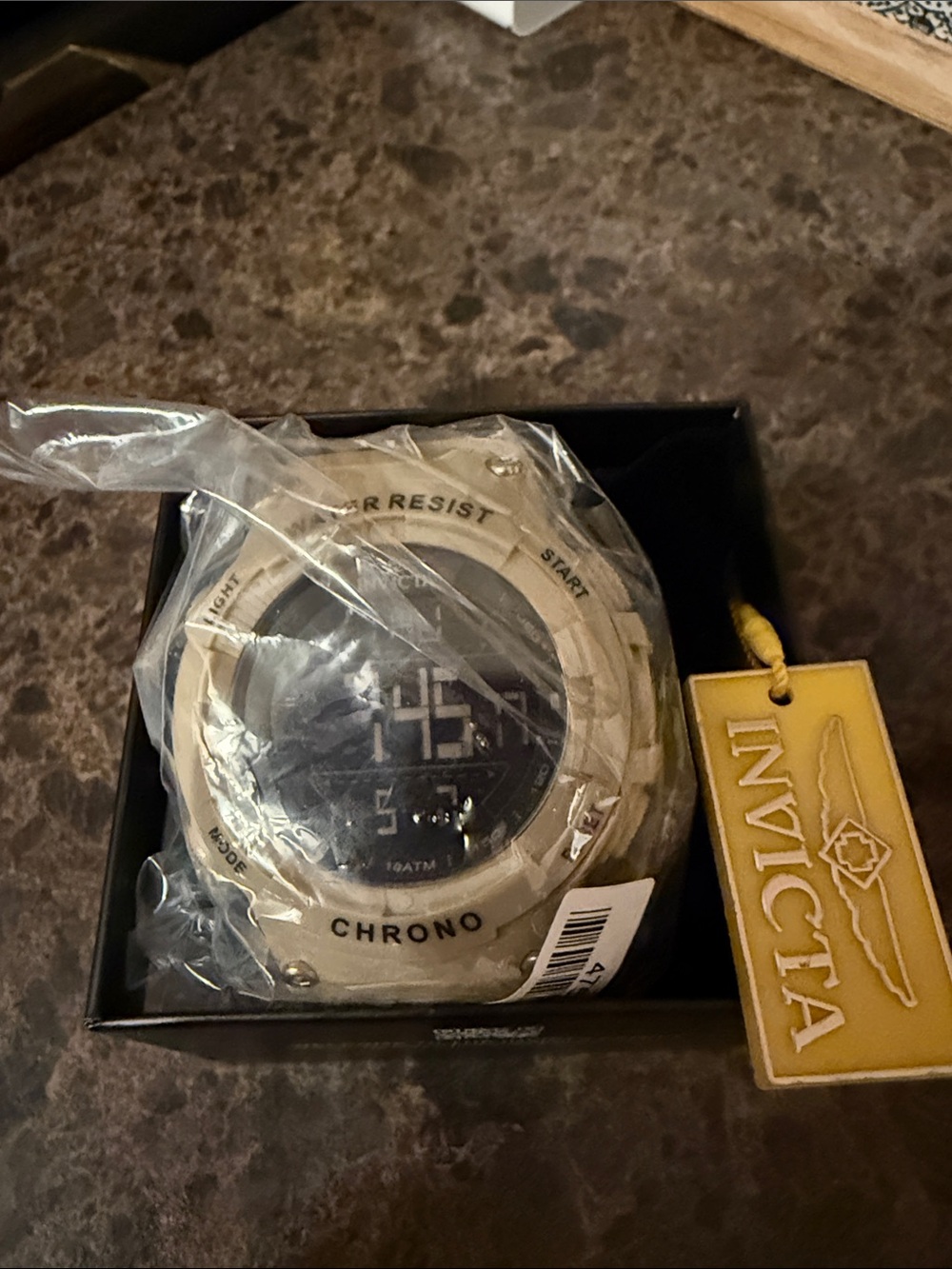 Invicta Beige and Black Digital Chrono Watch